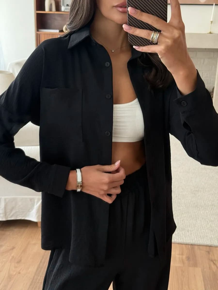 Костюм летний брючный с рубашкой - фото 1