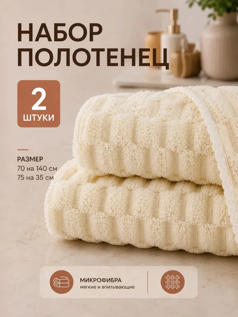 Полотенца банные комплект 2 шт