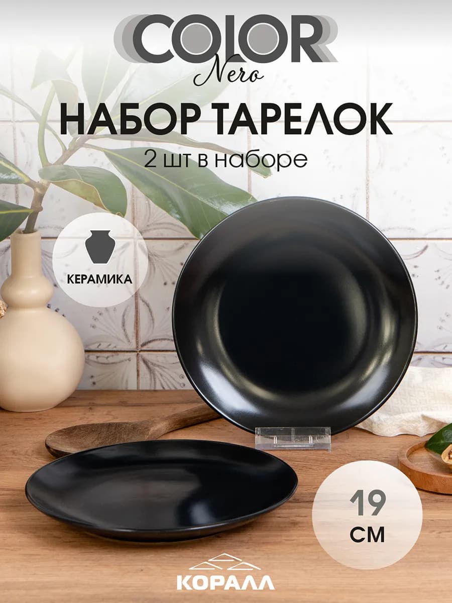 Тарелка набор 2шт десертные 19 см Color nero