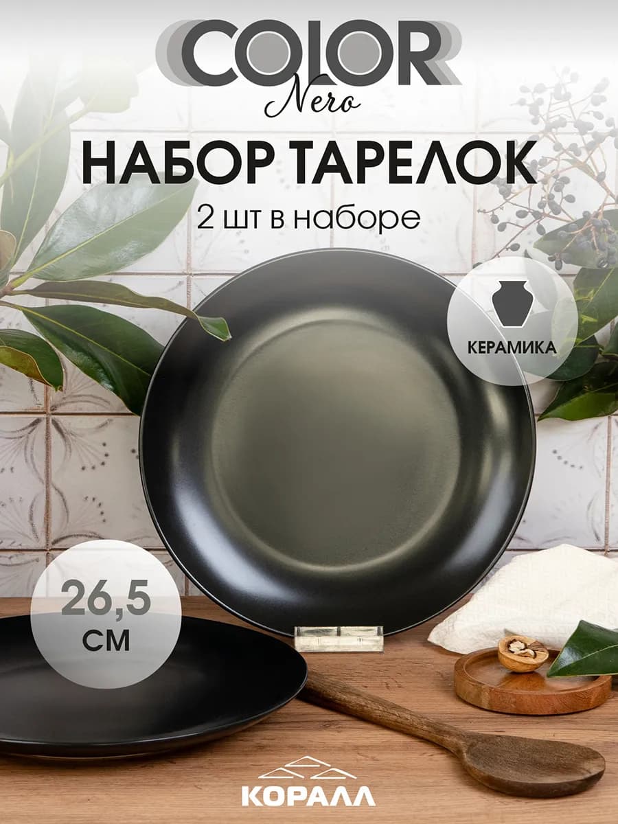 Тарелки набор 2шт 26.5см обеденные Color nero