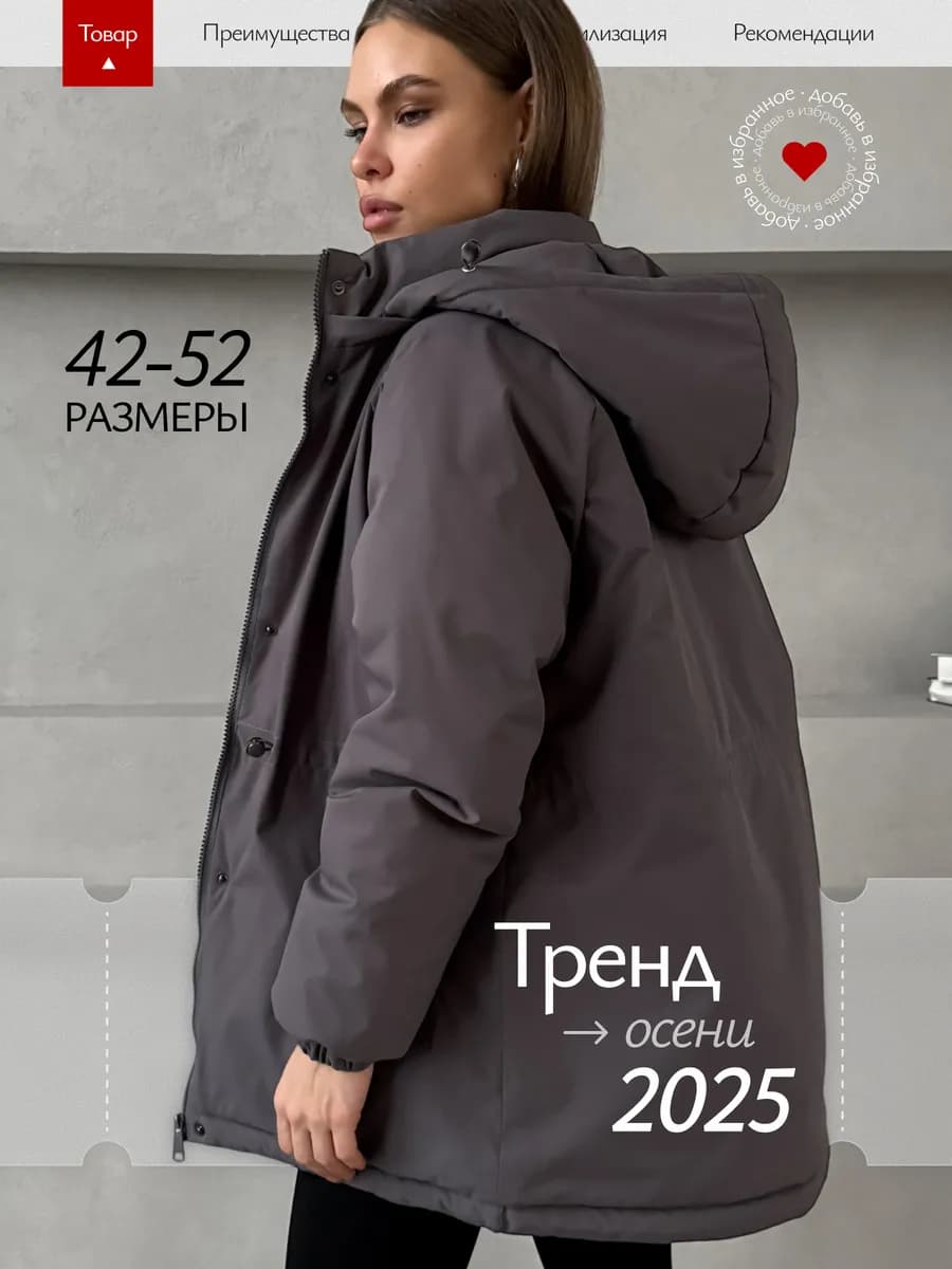 Куртка парка демисезонная осенняя с капюшоном