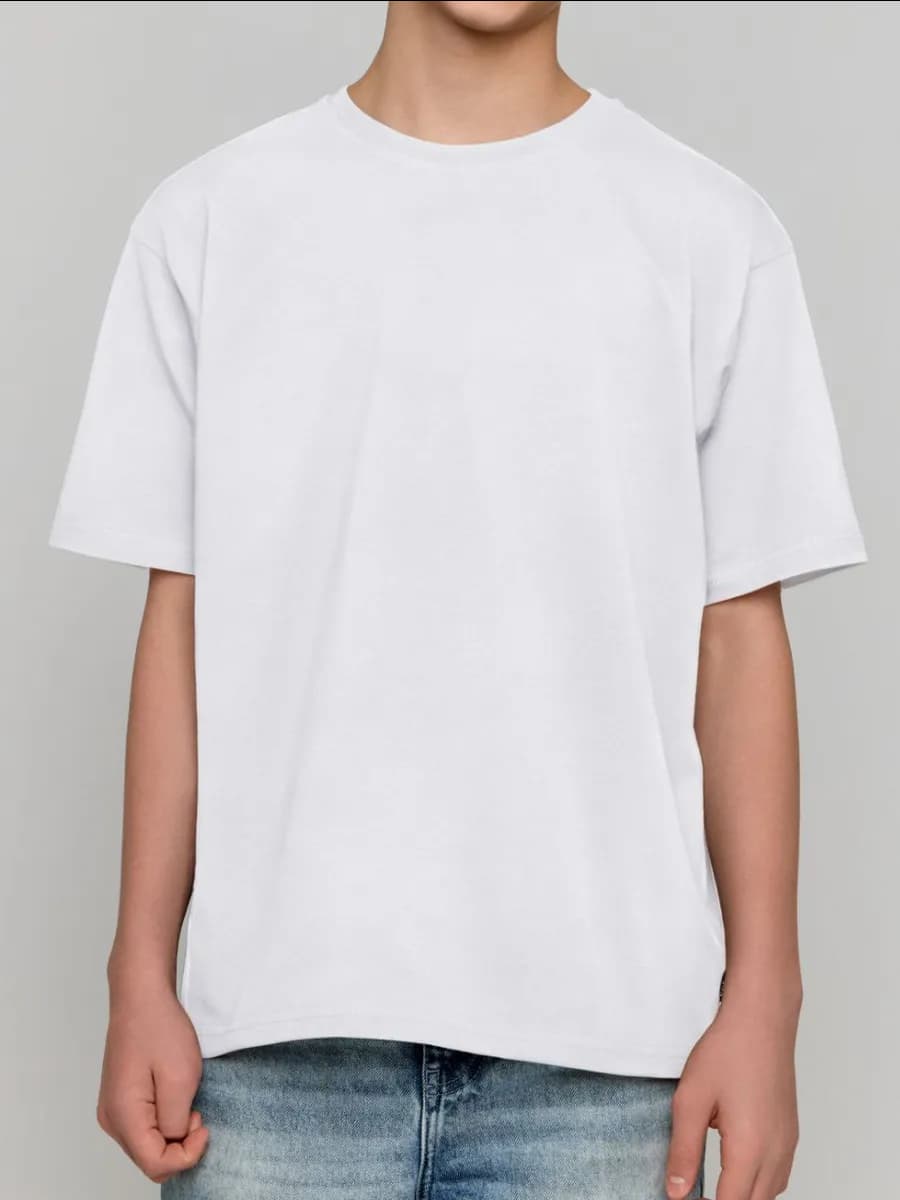 Футболка детская оверсайз белая плотная хлопок с лайкрой