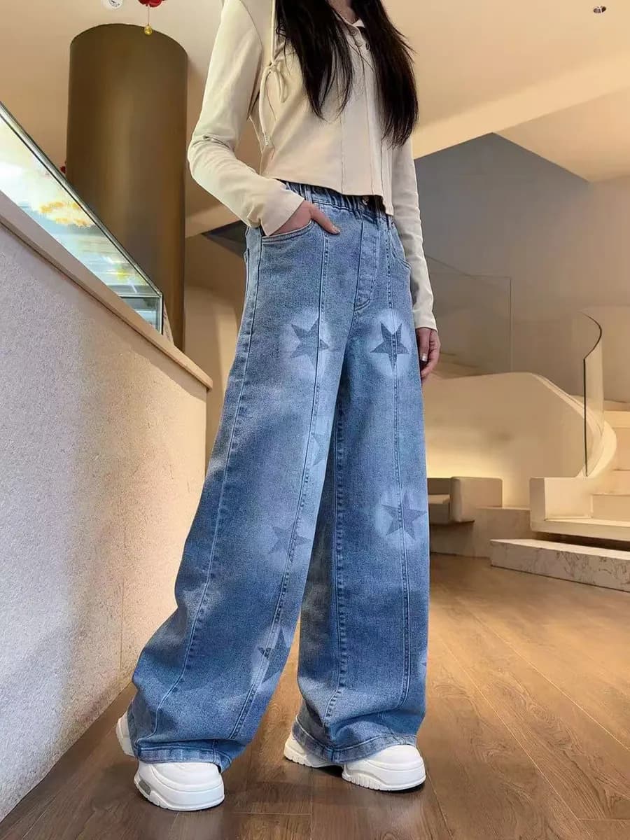 Джинсы палаццо на резинке