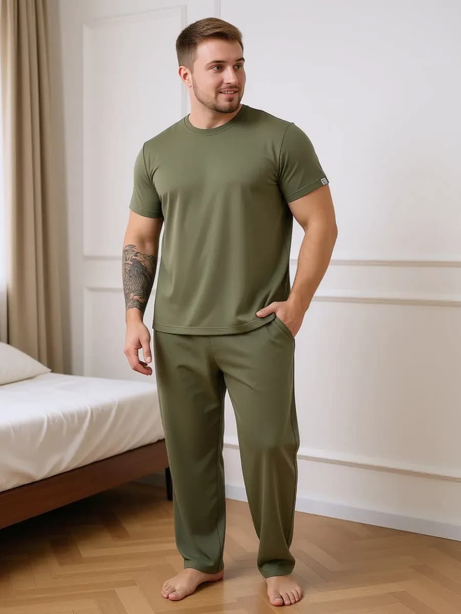 Домашний костюм с брюками и футболкой большие размеры