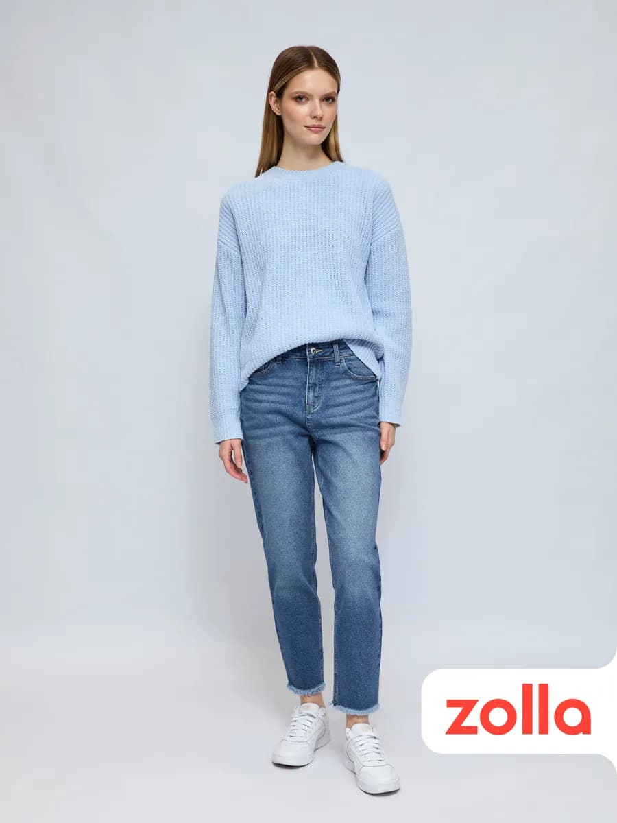 Женские джинсы Boyfriend с бахромой