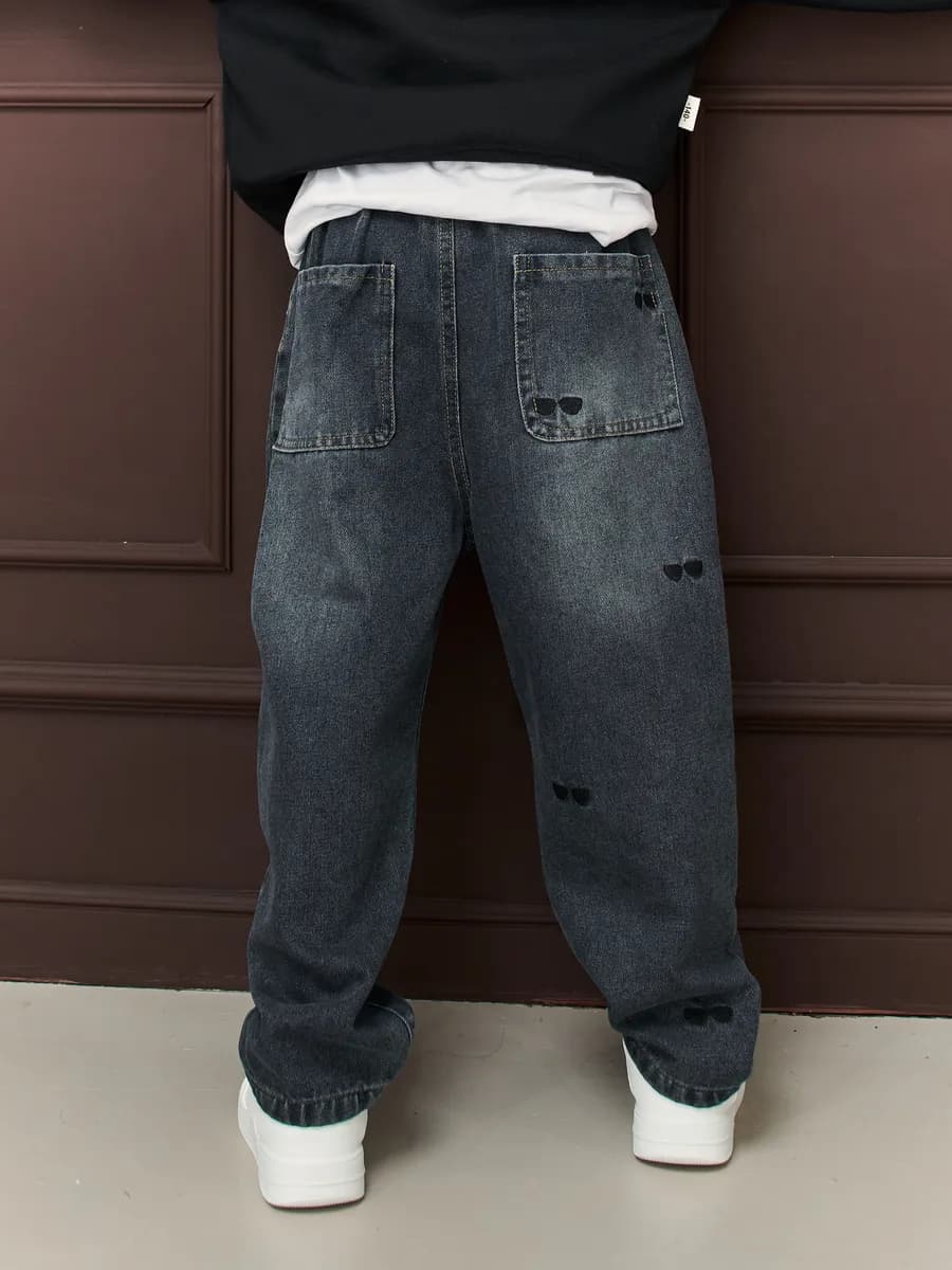 Джинсы багги широкие на резинке