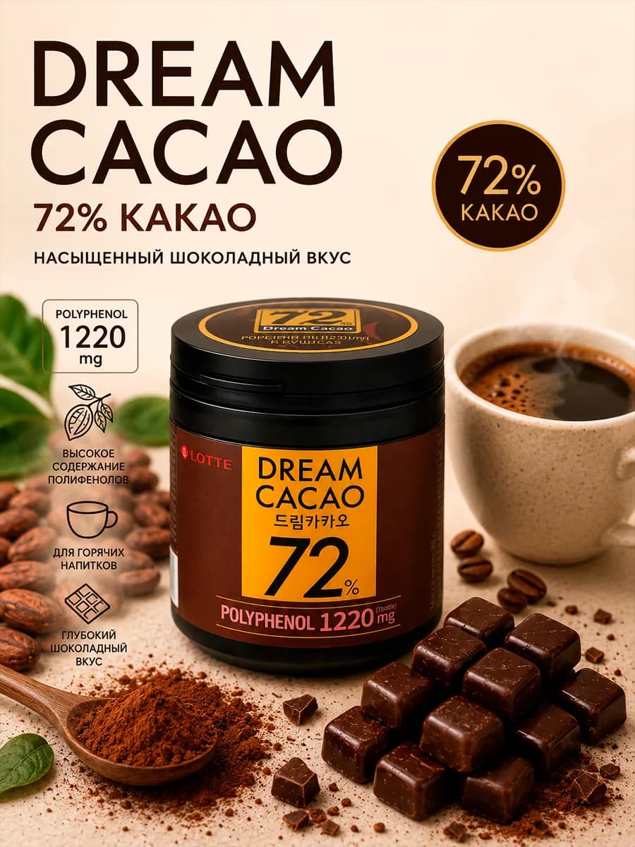 Шоколад горький Dream Cacao (какао 72%) в кубиках 86 г