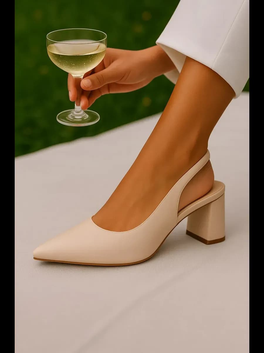 Туфли слингбэки с открытой пяткой на каблуке