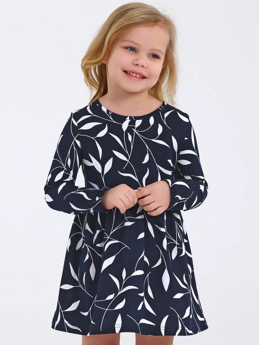 Платье в садик с длинным рукавом - фото 1