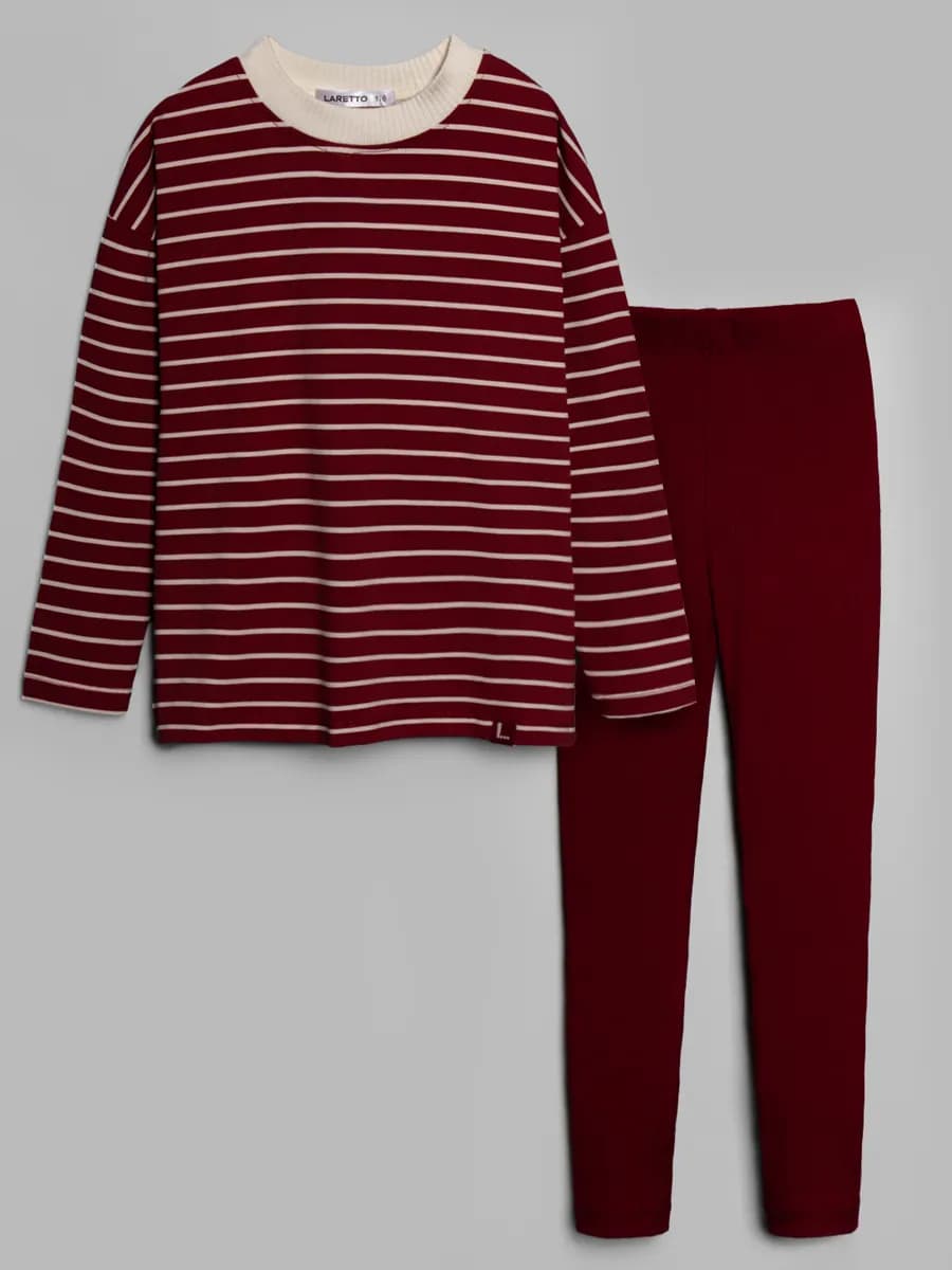 Костюм для девочки в полоску с леггинсами