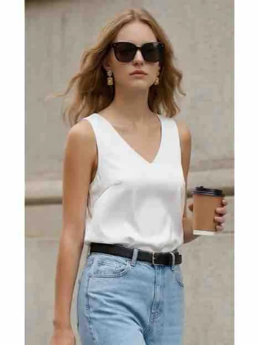 Топ шелковый под пиджак атласная майка нарядная