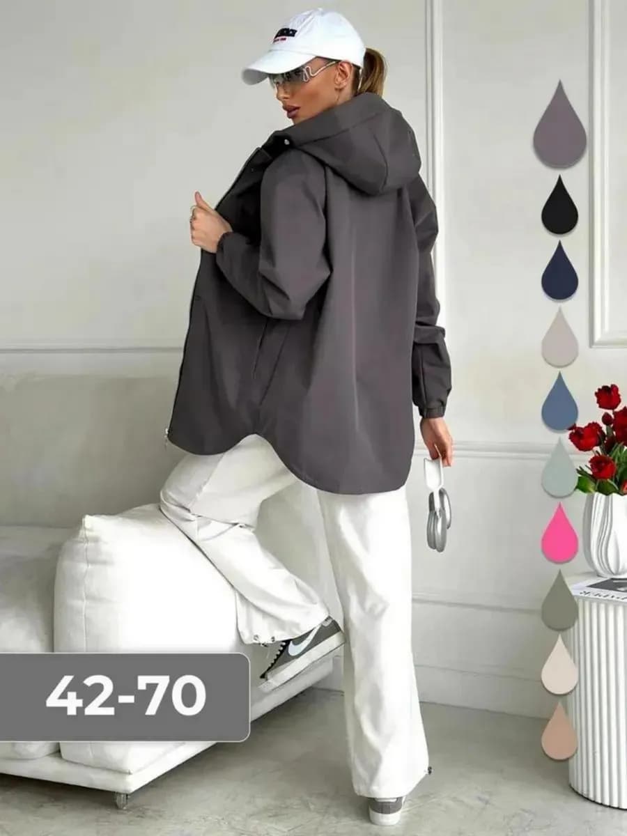 Ветровка удлиненная со съемным капюшоном