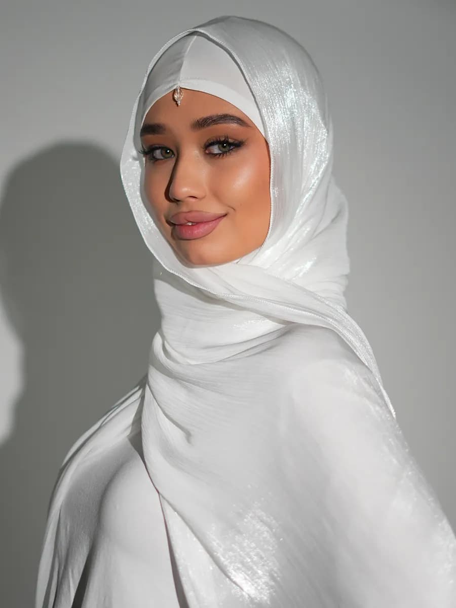 Белый Шарф органза Дубайская шейла