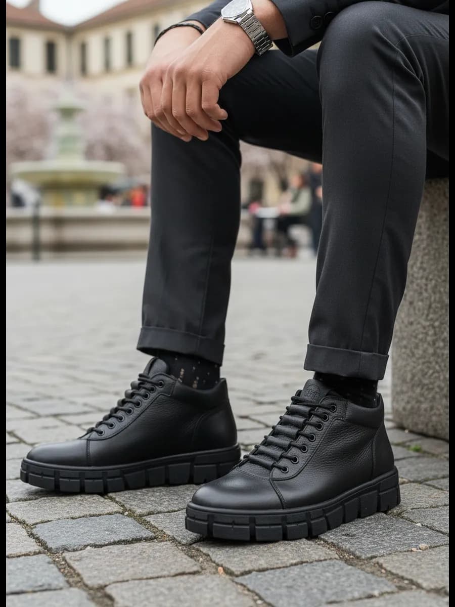 ботинки демисезонные кожаные утепленные