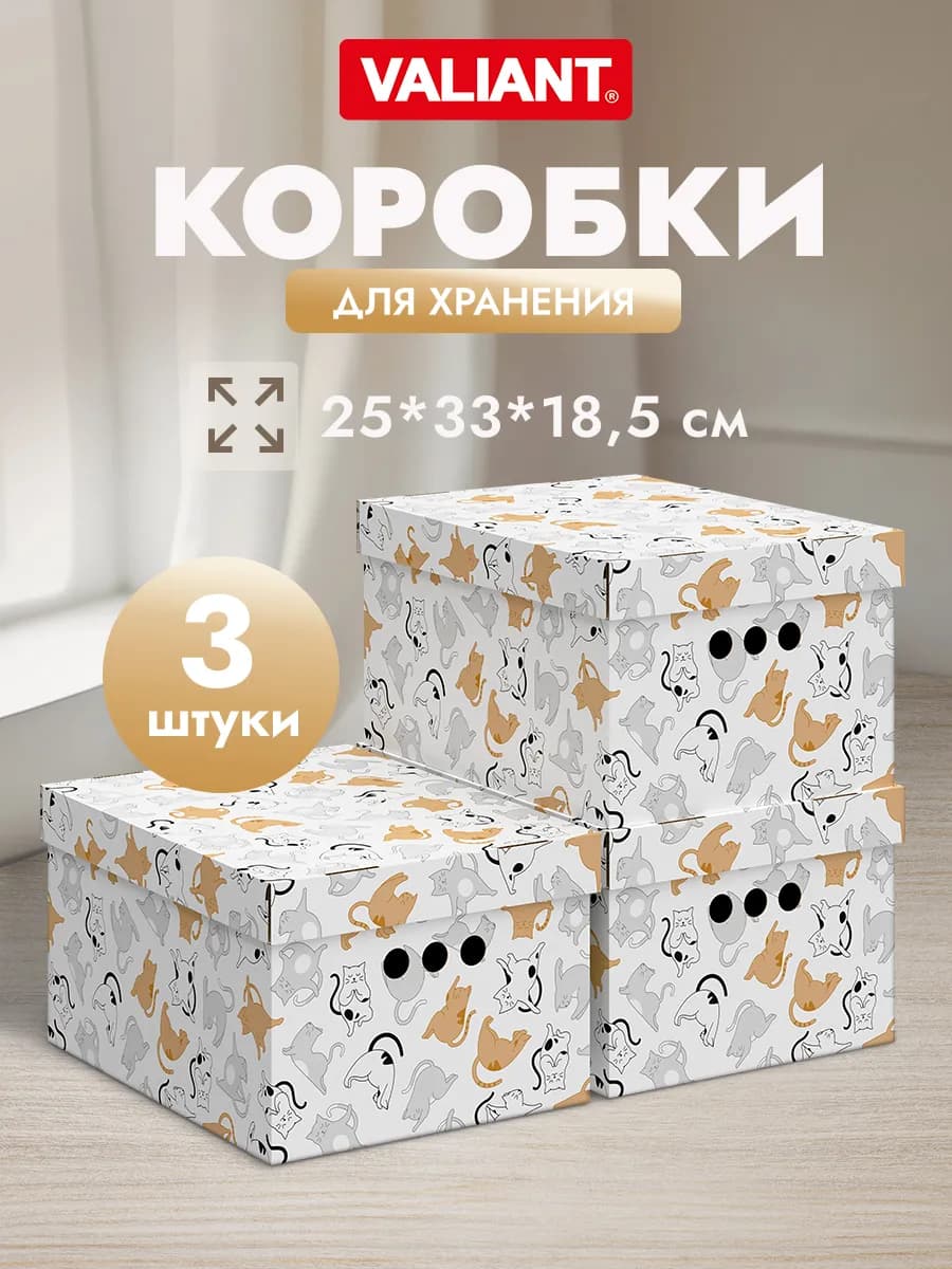 Коробки для хранения вещей с крышкой картонные