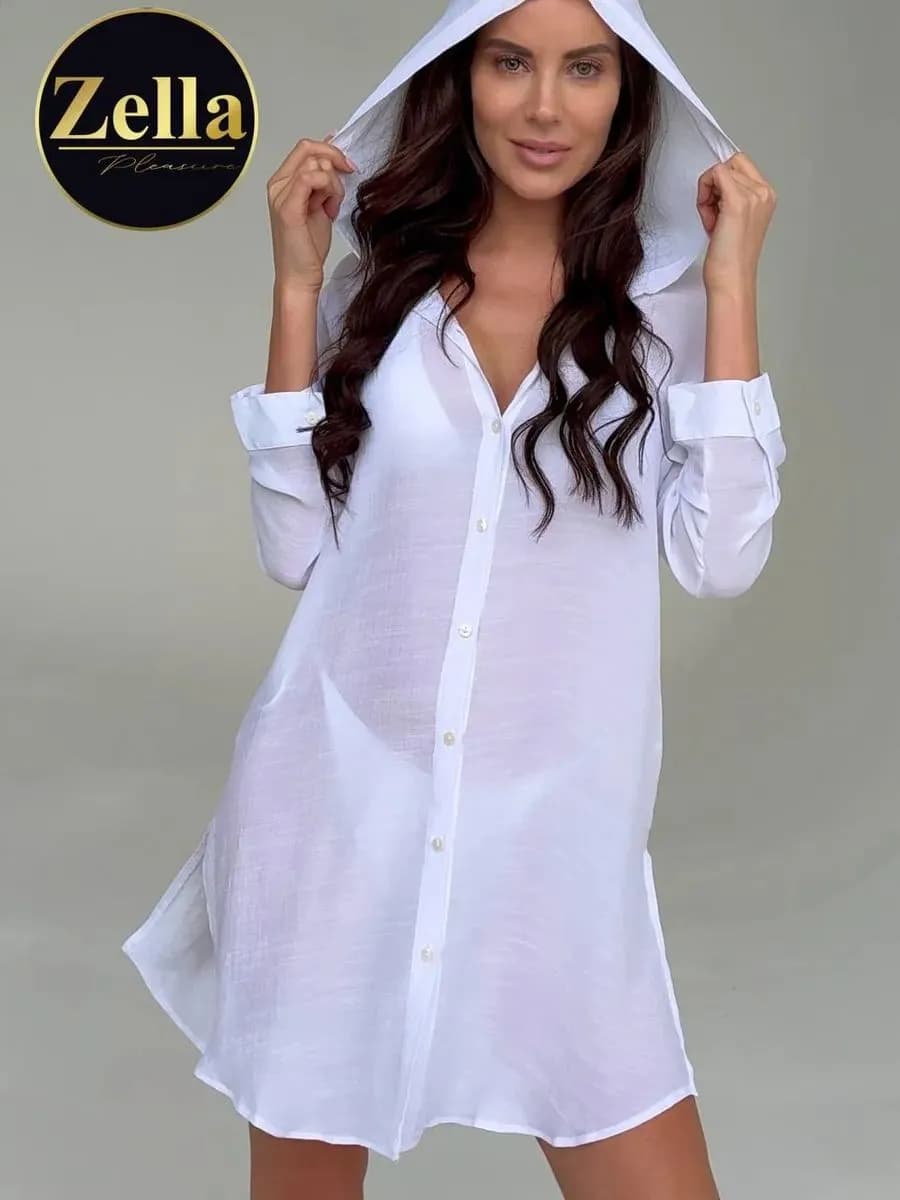 Рубашка летняя легкая туника парео пляжное из хлопка