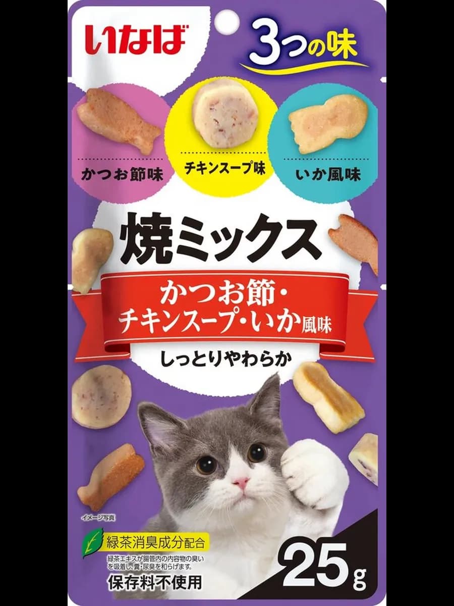 Запеченное ассорти для кошек, вкус кацуобуси и кальмара 25г