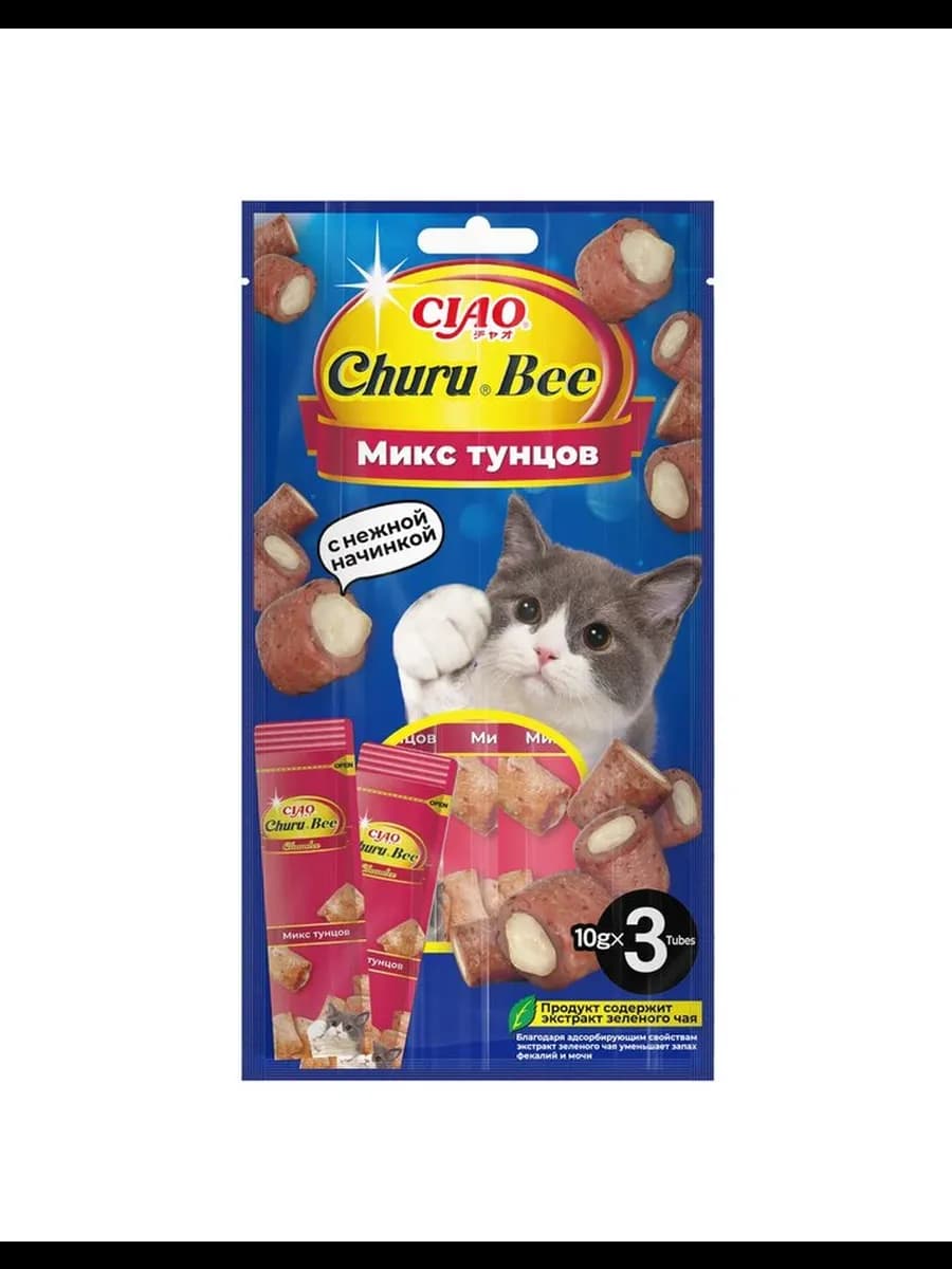 Запеченные трубочки для кошек Тунец Магуро и Кацуо 10г * 3шт