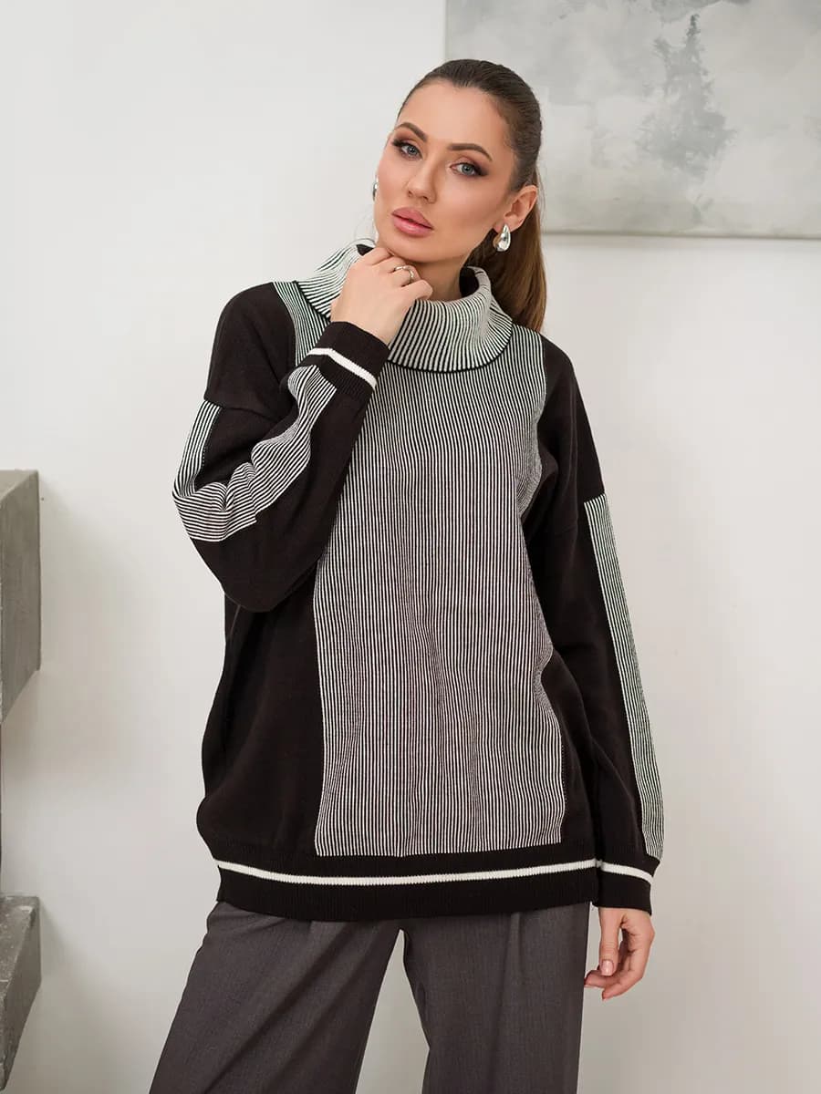Джемпер женский с горлом Вертикаль черный