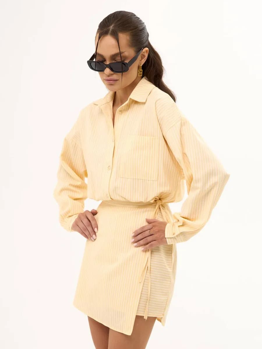 Платье офисное повседневное в полоску