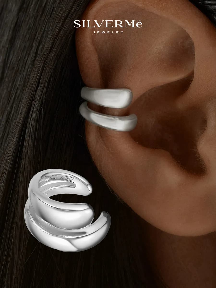 Кафф серебряный двойной серебро 925