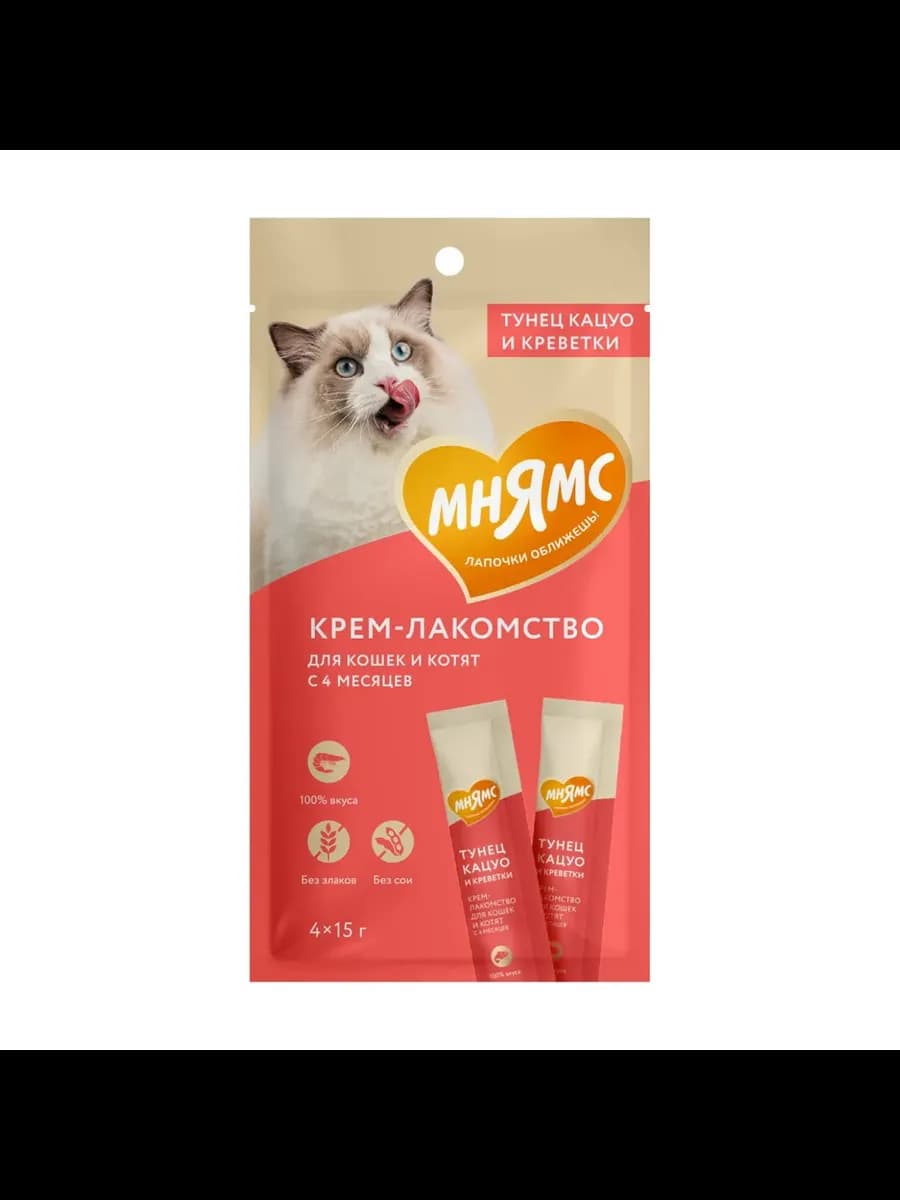 Крем для кошек с тунцом Кацуо и креветками 1шт*60 г