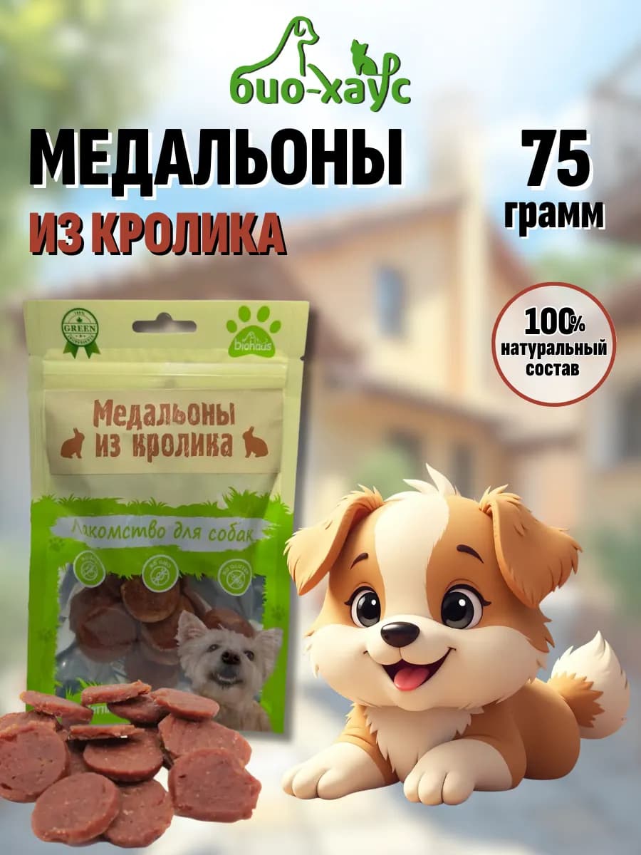 Лакомства для собак. Медальоны из кролика