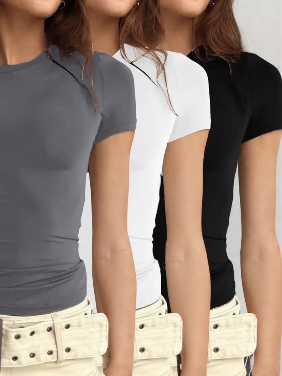 Футболка обтягивающая стрейчевая skims, набор из 3 шт