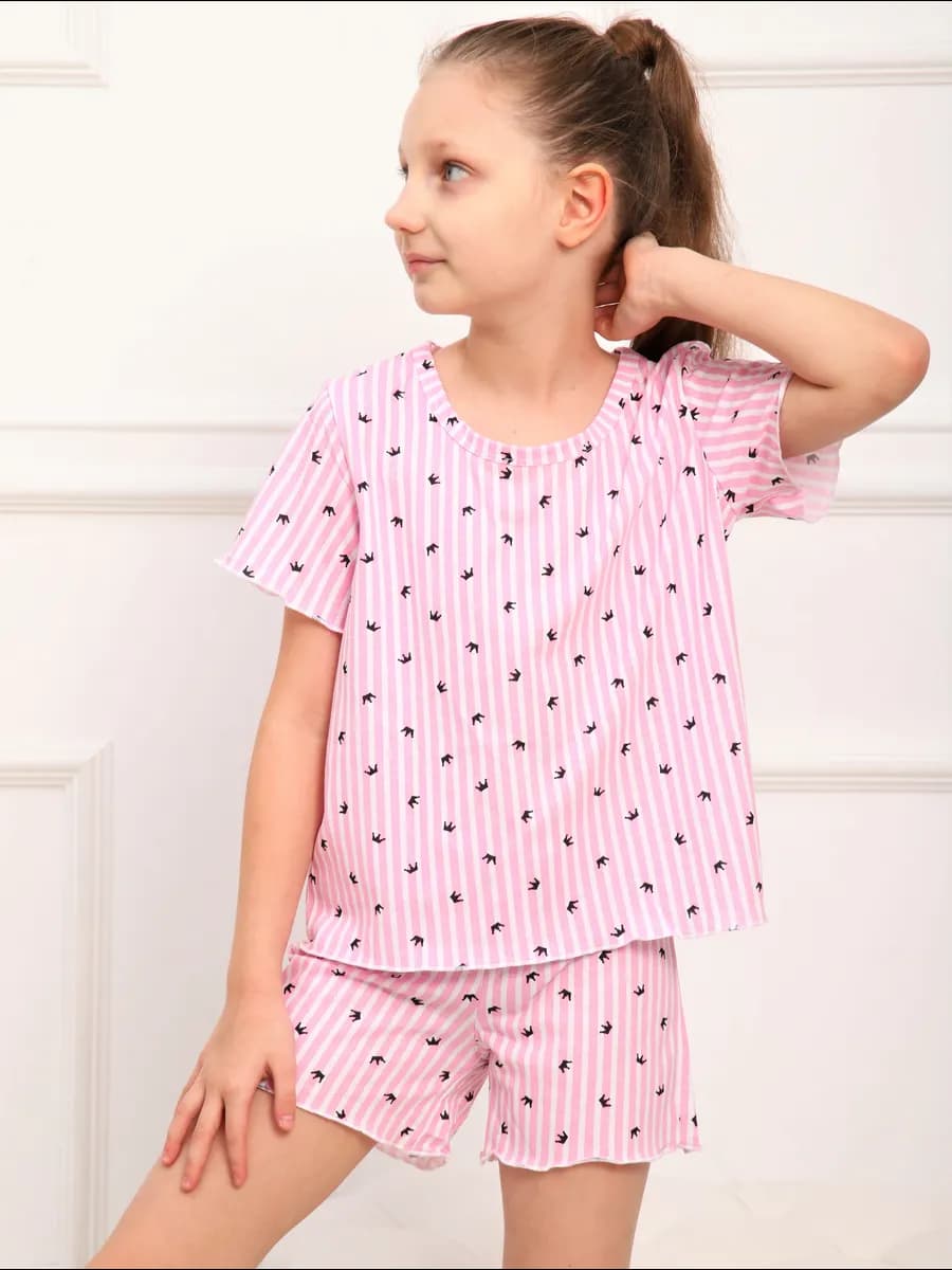 Пижама детская хлопковая с шортами и футболкой - фото 1