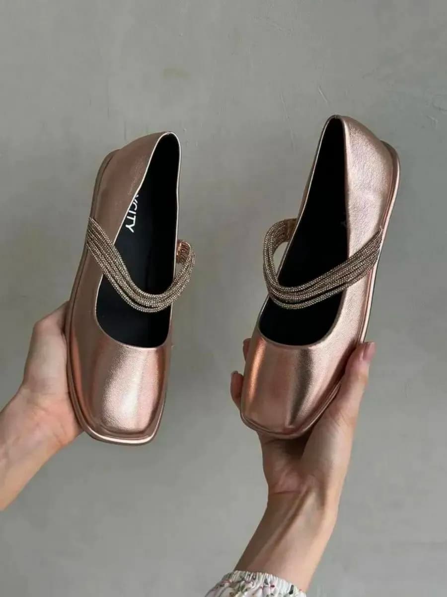 Балетки золотистые вечерние