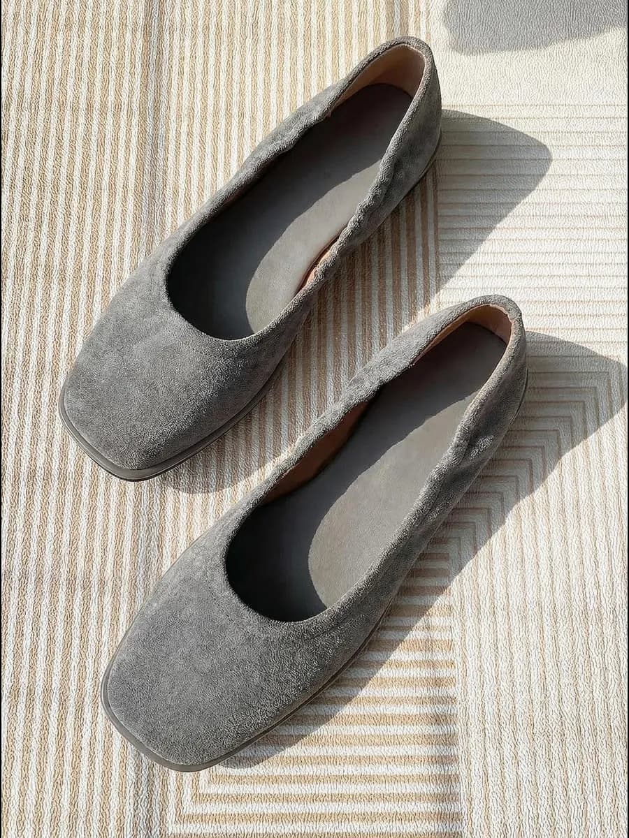 Балетки замшевые с квадратным носом