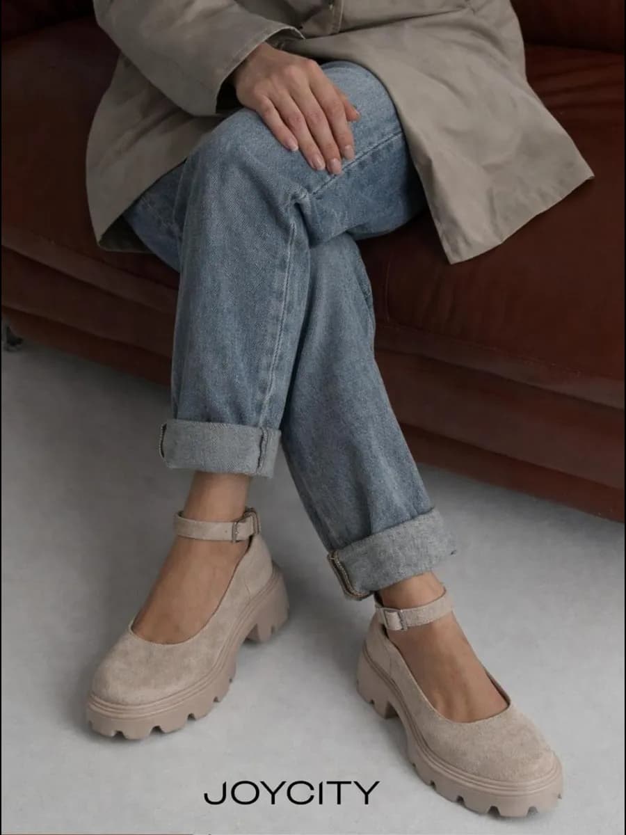 Туфли мэри джейн с ремешком замшевые