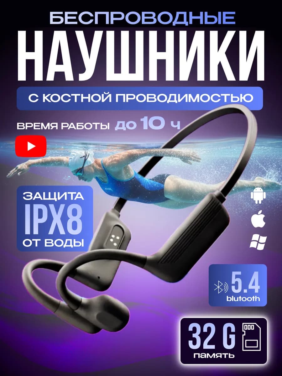 Наушники с костной проводимостью водонепроницаемые