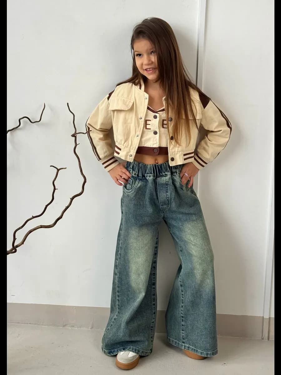 Джинсы палаццо подростковые широкие на резинке