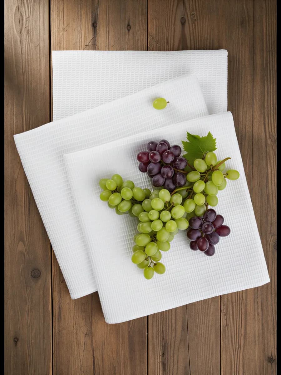 Полотенце вафельное кухонное с петелькой набор 3 шт белое