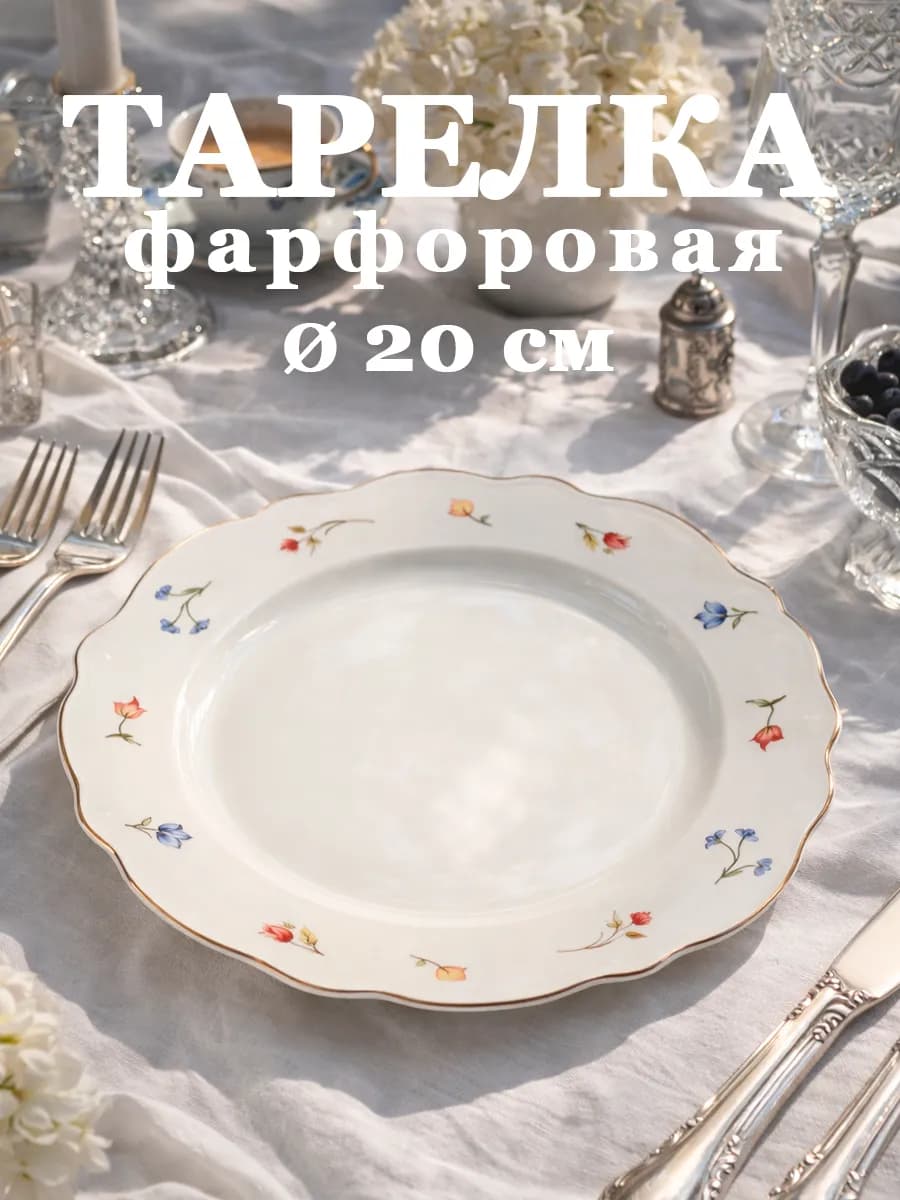 Тарелка десертная d=20 см Flowers song фарфоровая