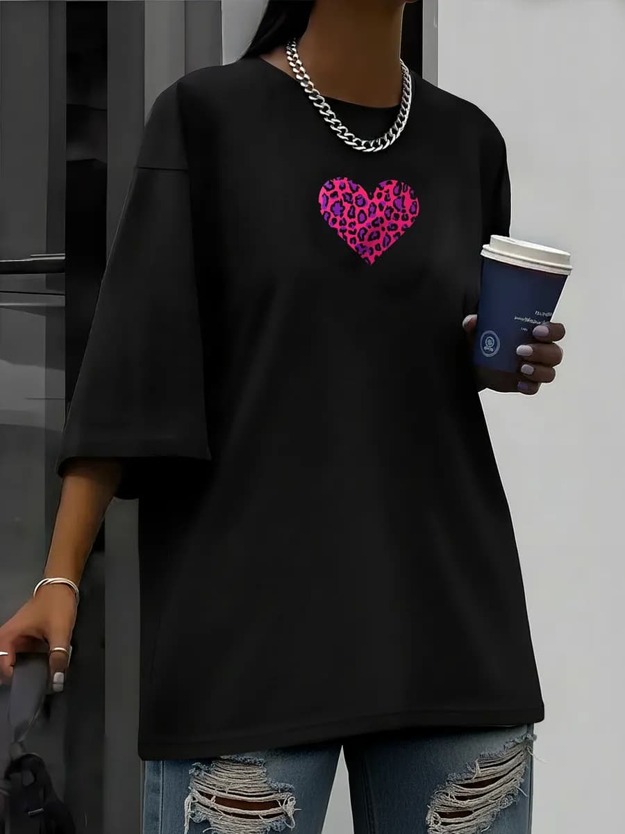 Футболка оверсайз хлопок светящийся принт повседневная