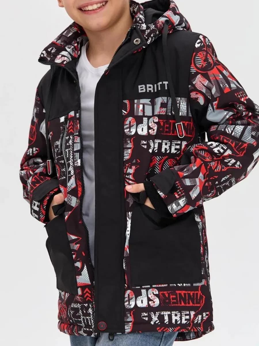 Куртка удлиненная подростковая с принтом демисезонная