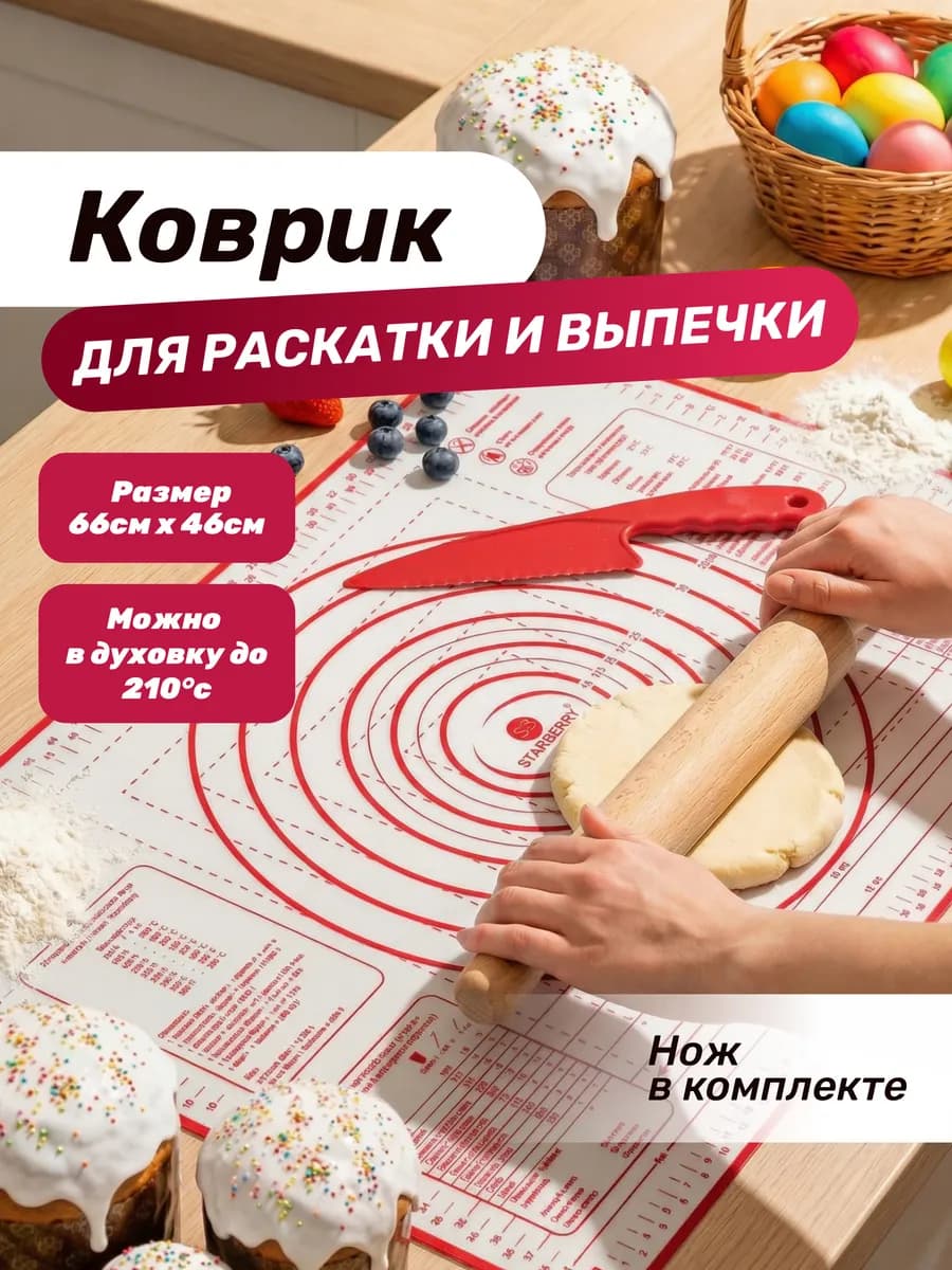 Силиконовый коврик для выпечки и раскатки теста