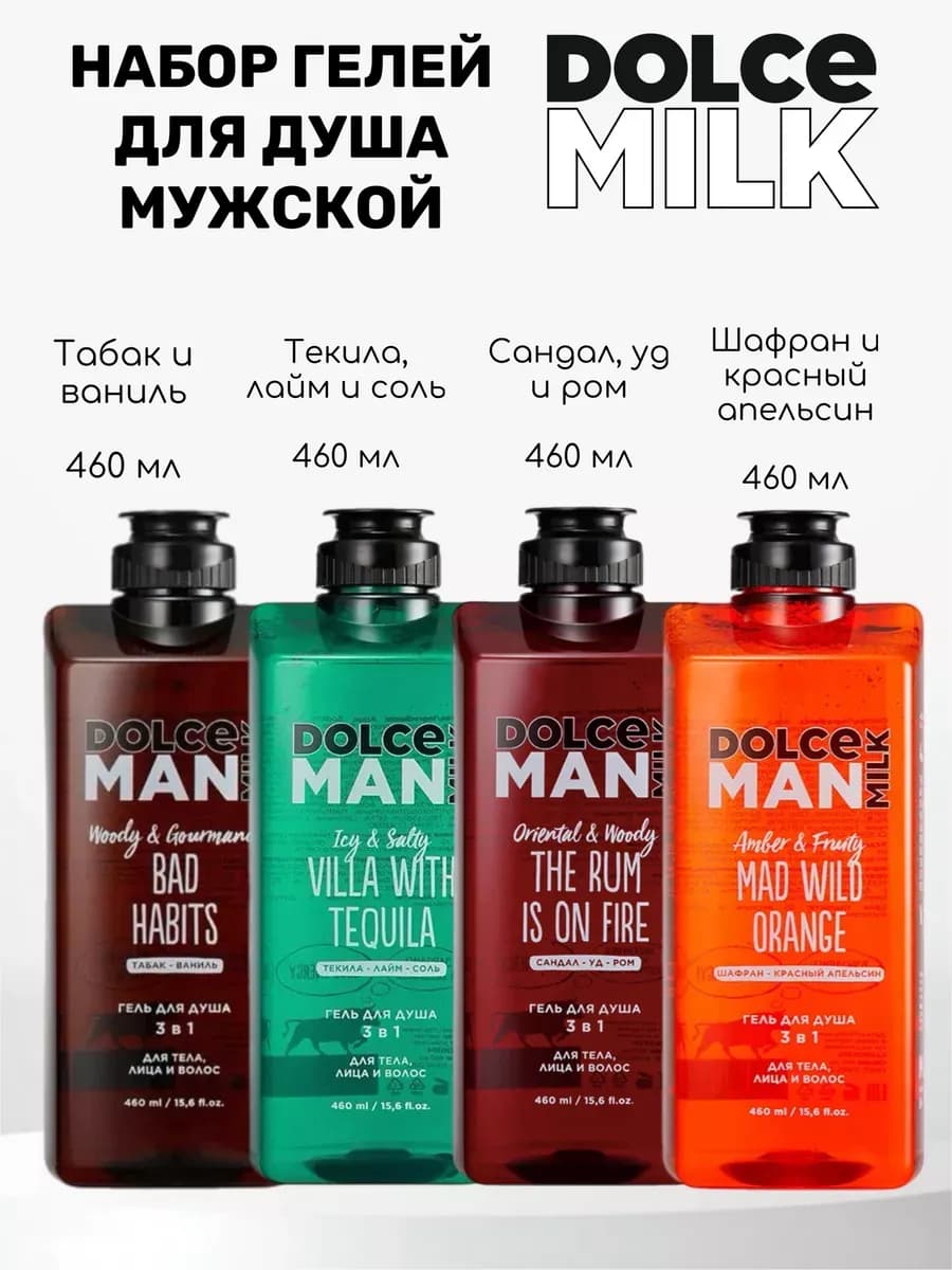 Мужской набор гелей для душа Ром Привычки Текила Апельсин
