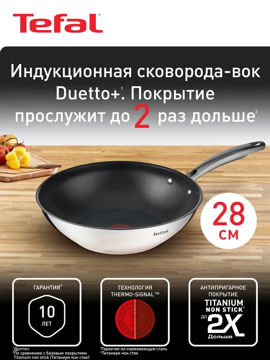 Сковорода вок Duetto+ 28 см подходит для индукции