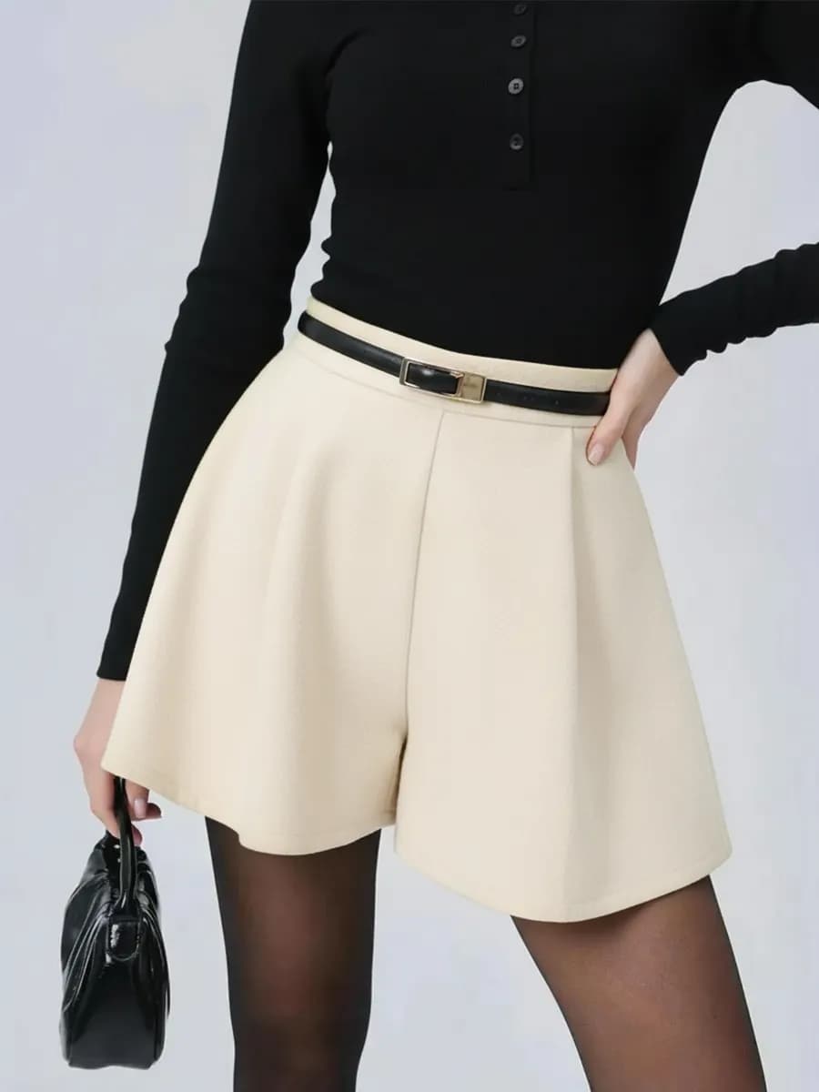 Юбка шорты в складку замшевая