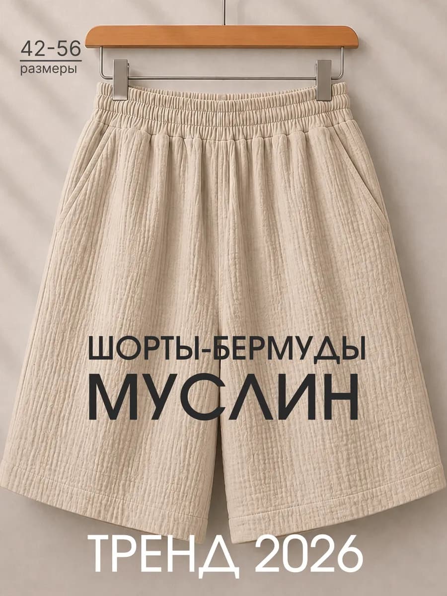 Шорты бермуды летние длинные муслин