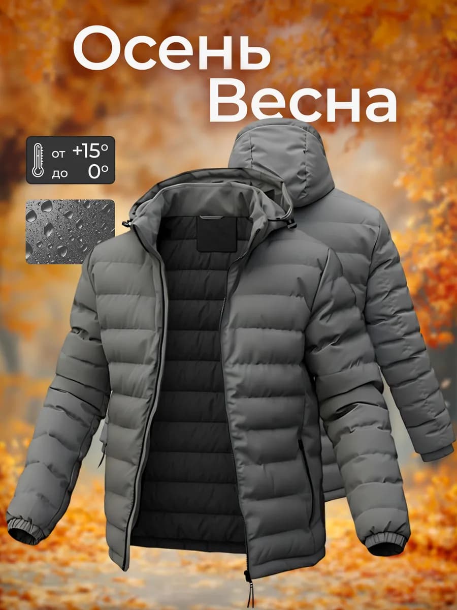 Куртка демисезонная с капюшоном утепленная