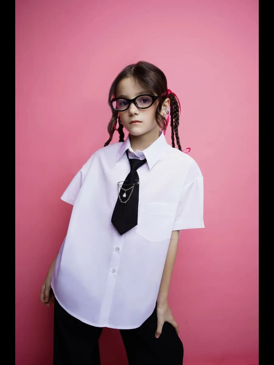 Школьная блузка с коротким рукавом оверсайз