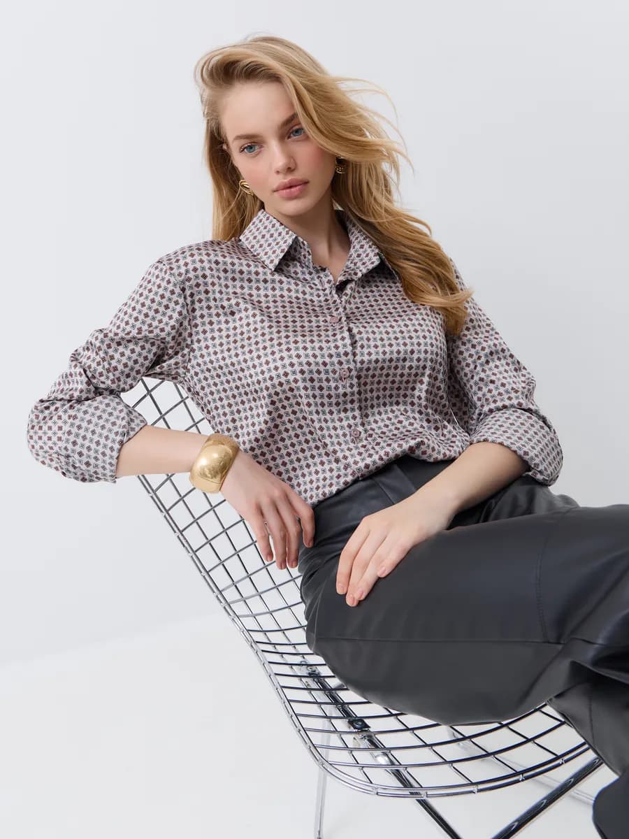 Блузка рубашка офисная стильная