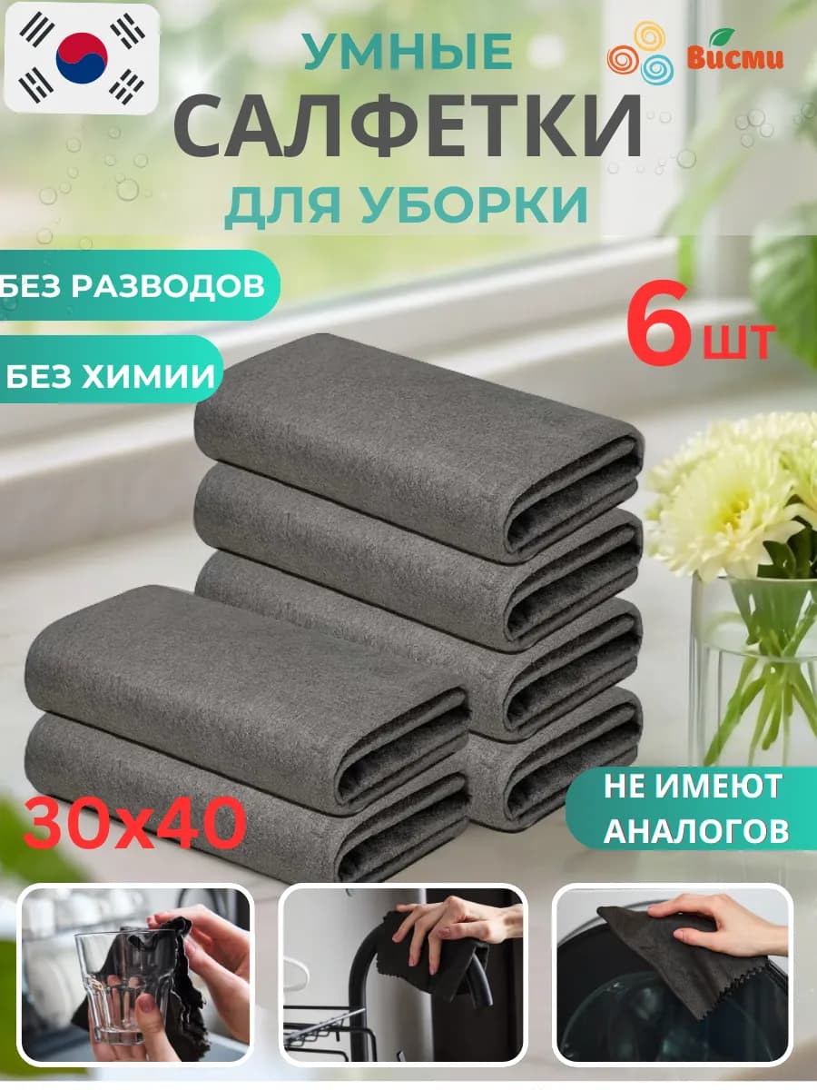 Тряпка из микрофибры для уборки дома, стекол и зеркал