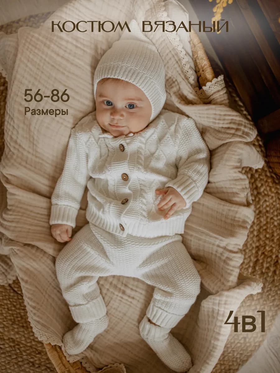 Комплект для новорожденных вязаный