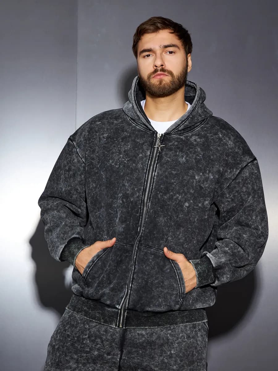 Толстовка зипка с капюшоном на флисе y2k