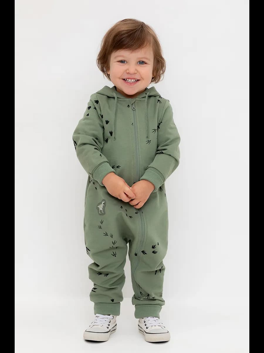 Трикотажный комбинезон для малыша с капюшоном